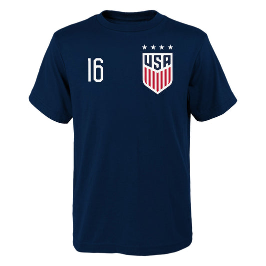 Men's Outerstuff US WNT Lavelle 16 Navy Tee - Front View