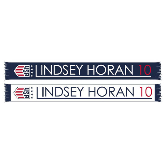 Ruffneck USWNT Horan 10 HD Knit Scarf in Navy and White - Front and Back View
