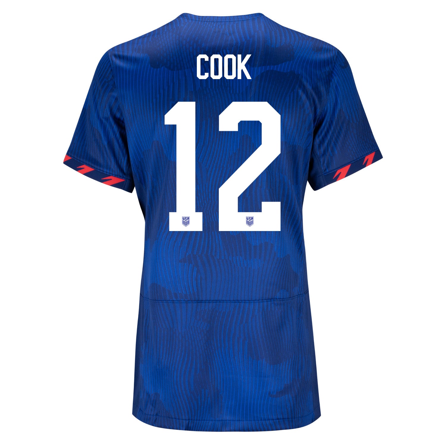 Women's Personalized Nike USWNT Away Stadium Jersey in Blue - Back View