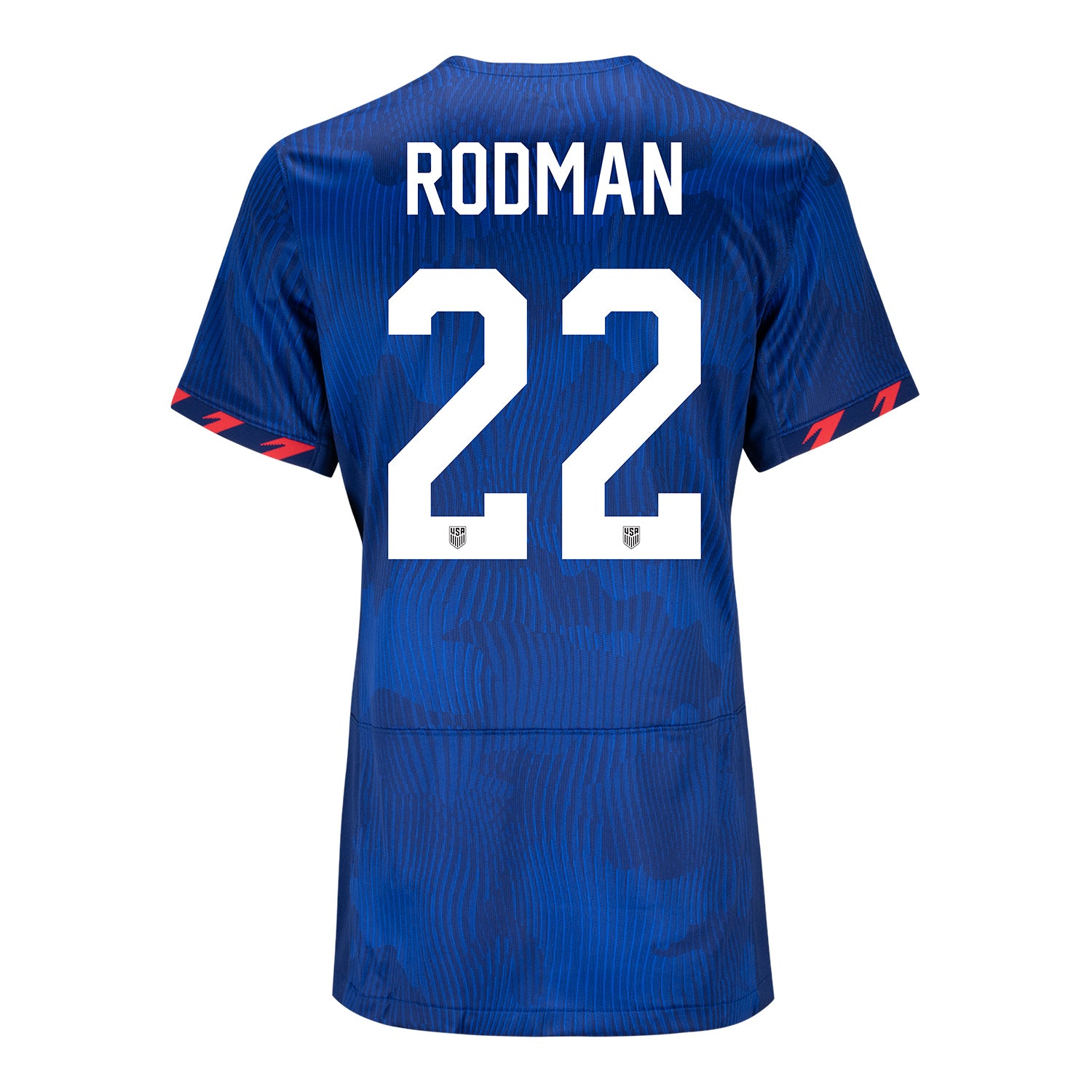 Women's Personalized Nike USWNT Away Stadium Jersey in Blue - Back View