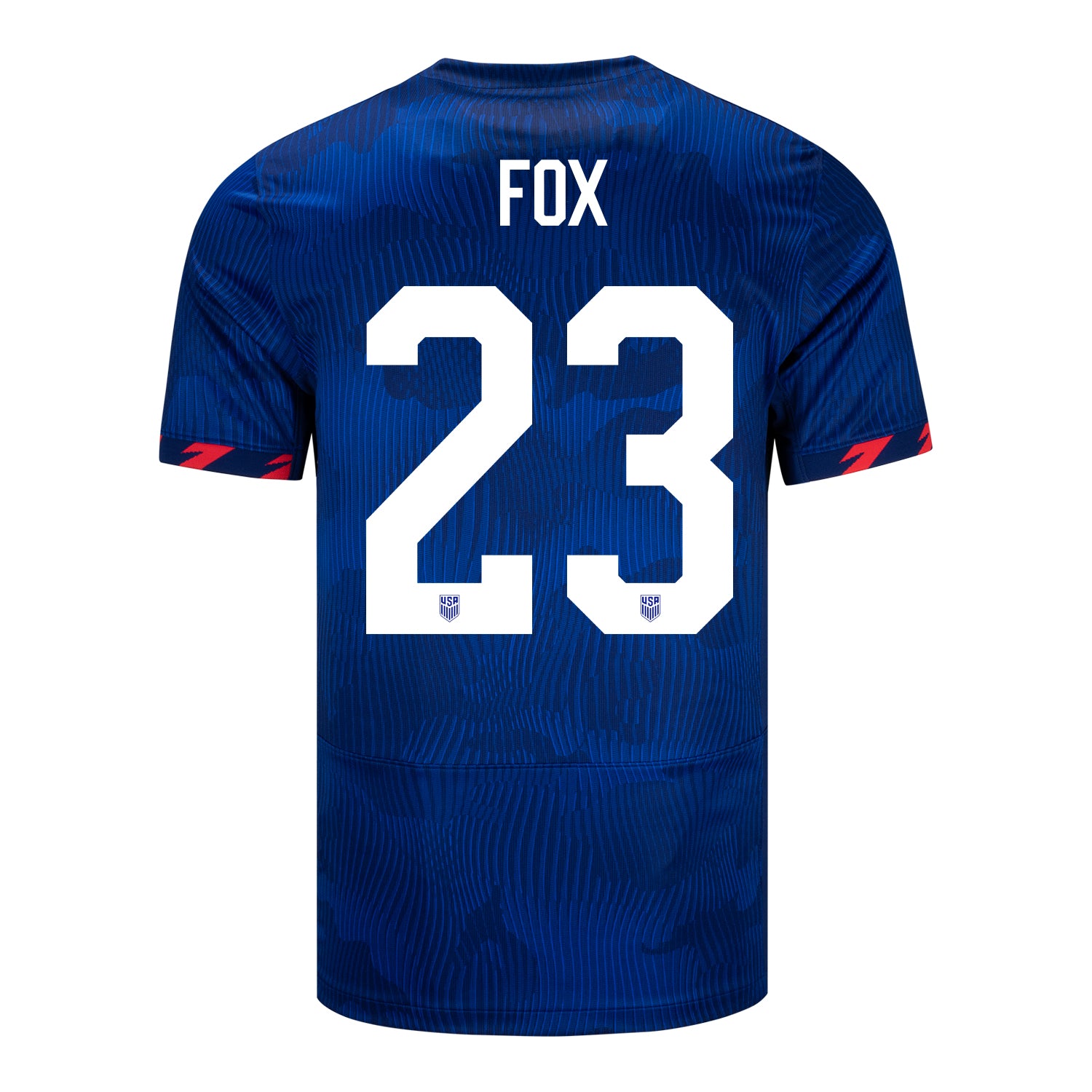 Men's Nike USWNT 2023 Away Personalized Match Jersey in Blue - Back View