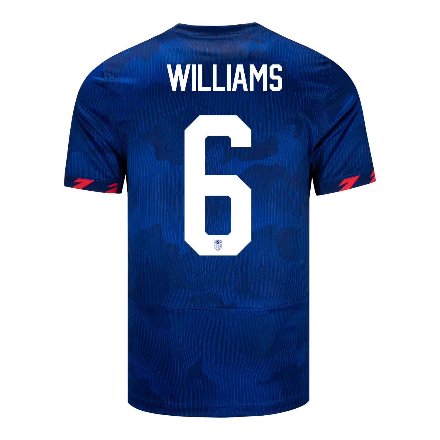 Men's Nike USWNT 2023 Away Personalized Match Jersey in Blue - Back View