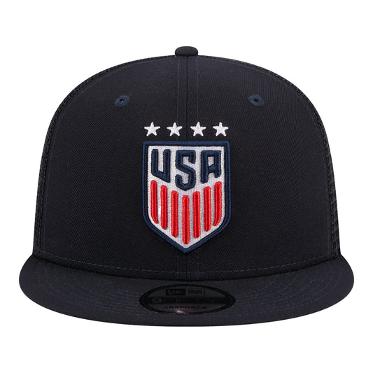 Adult New Era USWNT 9Fifty Classic Trucker Navy Hat - Front View