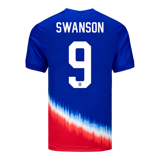 Men's Nike USWNT 2024 American Icon Away Swanson 9 Stadium Jersey - Back View