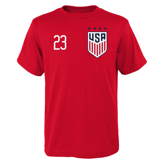 Youth Outerstuff USWNT Press 23 Red Tee - Front View