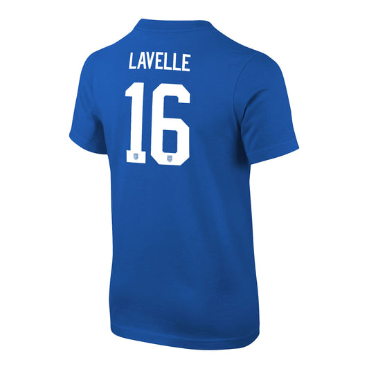 Youth Nike USWNT Classic Lavelle Royal Tee - Back View