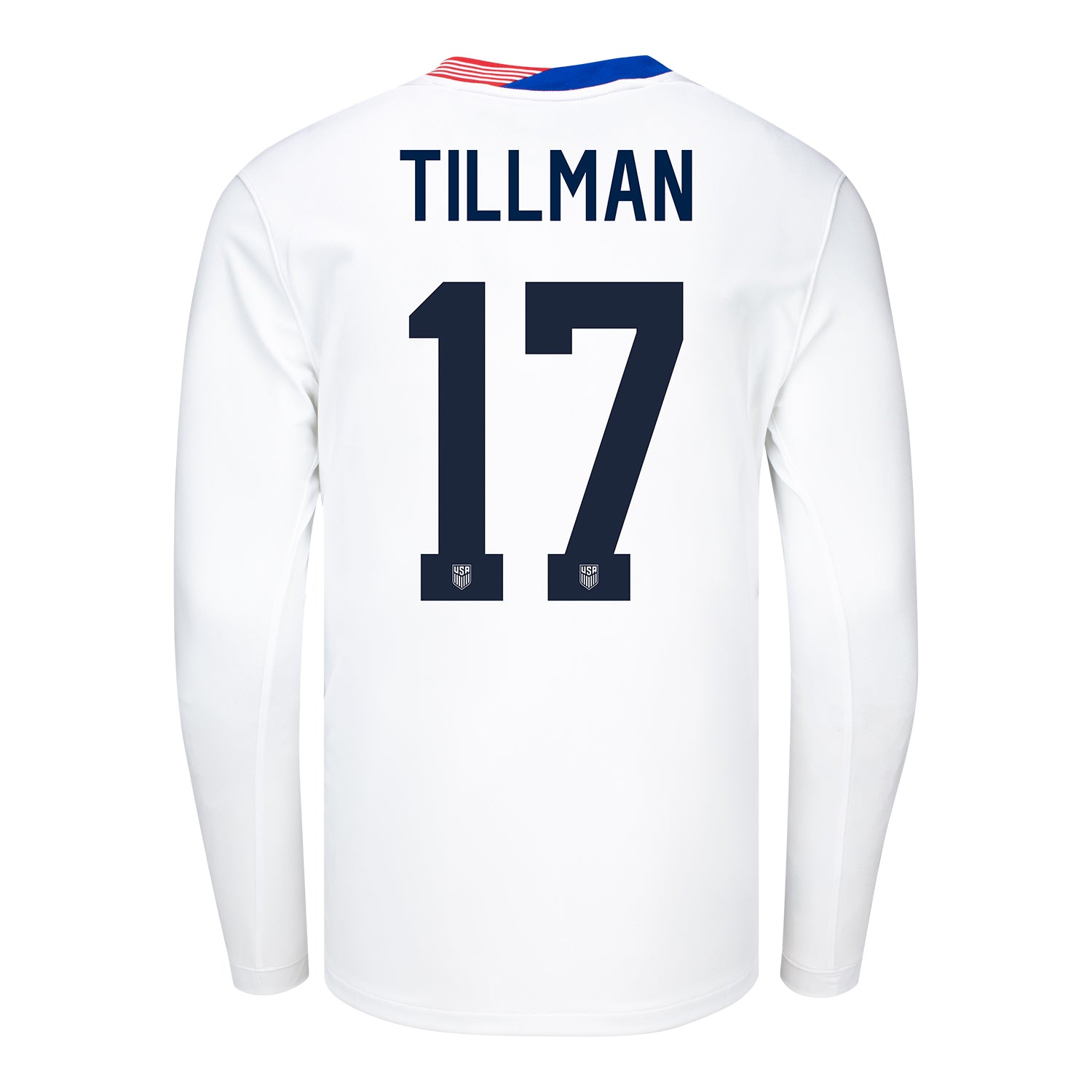 Youth Nike USMNT 2024 Personalized American Classic Home Stadium Long Sleeve Jersey - Back View