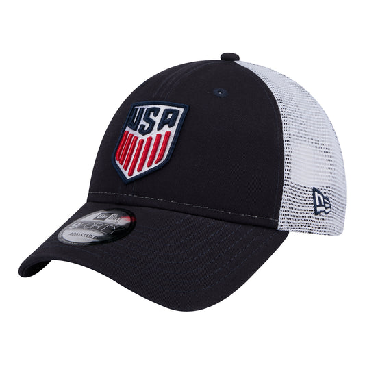 Adult New Era USMNT 9Forty Trucker Navy Hat - Side View