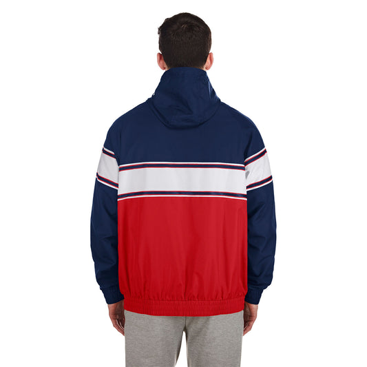 Men's New Era USMNT 1/4 Zip Pullover Hoodie in Navy and Red - Back View