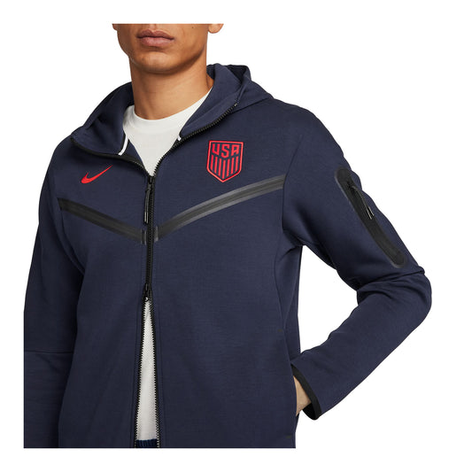 Men's Nike USA Tech Fleece Full-Zip Navy Jacket - Sleeve Zipper View