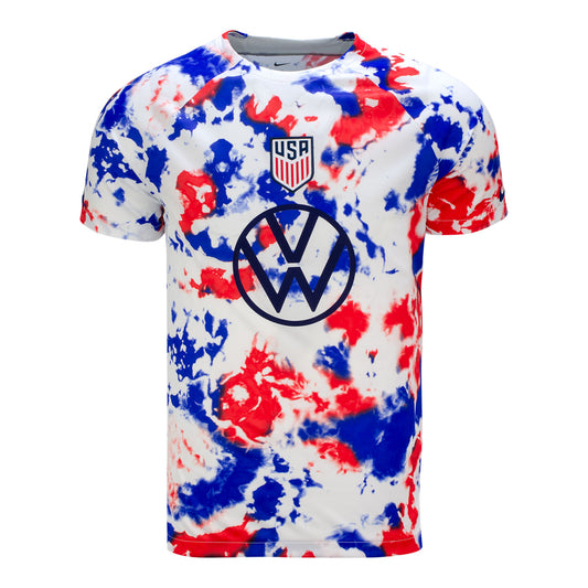 Men's Nike USMNT Pre Match Top in Red, White, and Blue - Front View