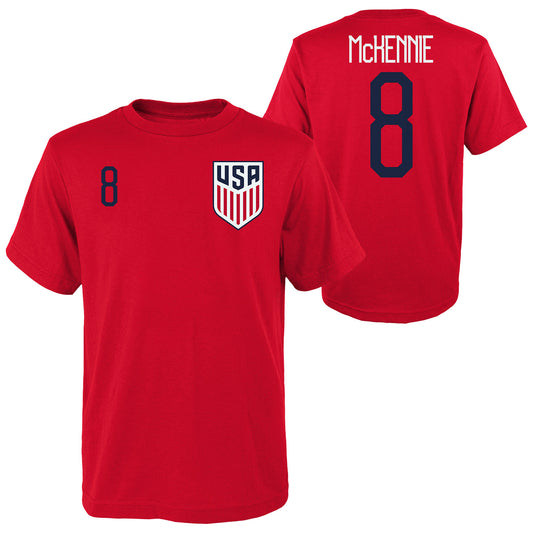 Youth Outerstuff USMNT McKennie 8 Red Tee - Front and Back View